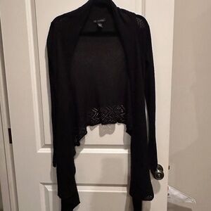 INC international concepts black draped front cardigan, size medium